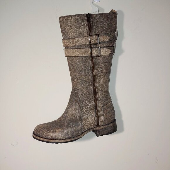 Matisse Roady Tall Distressed Leather Moto Boots size 9W  Brown - Picture 1 of 10